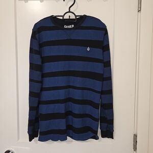 Volcom Youth Xl Blue and Black Striped Shirt